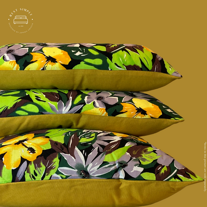 22" Alfie Vintage Floral Print and Gold Cotton Square Euro Pillow