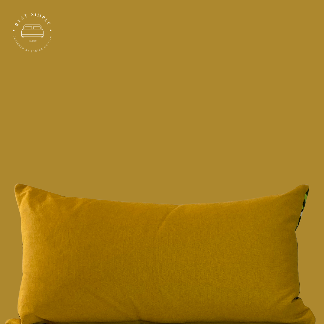 12" x 21" Alfie Vintage Floral Print and Gold Cotton Rectangular Lumbar Pillow
