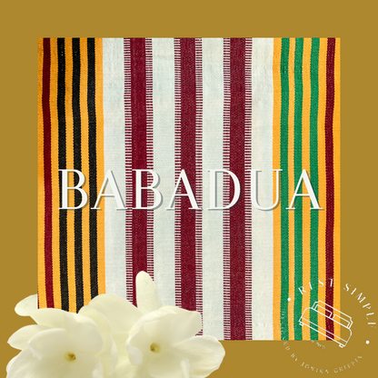 22" Babadua Crisp White Linen and Kente Square Pillow