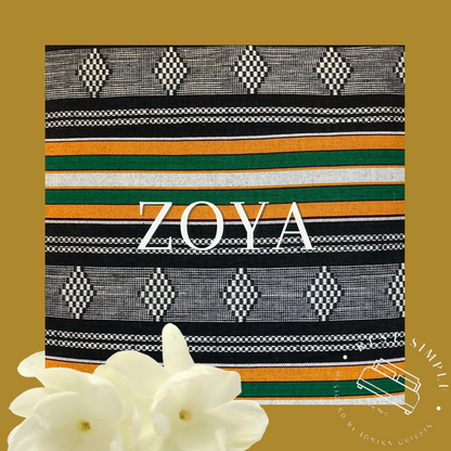12" x 21" Zoya Rectangular Kente and Crisp White Linen Lumbar Pillow